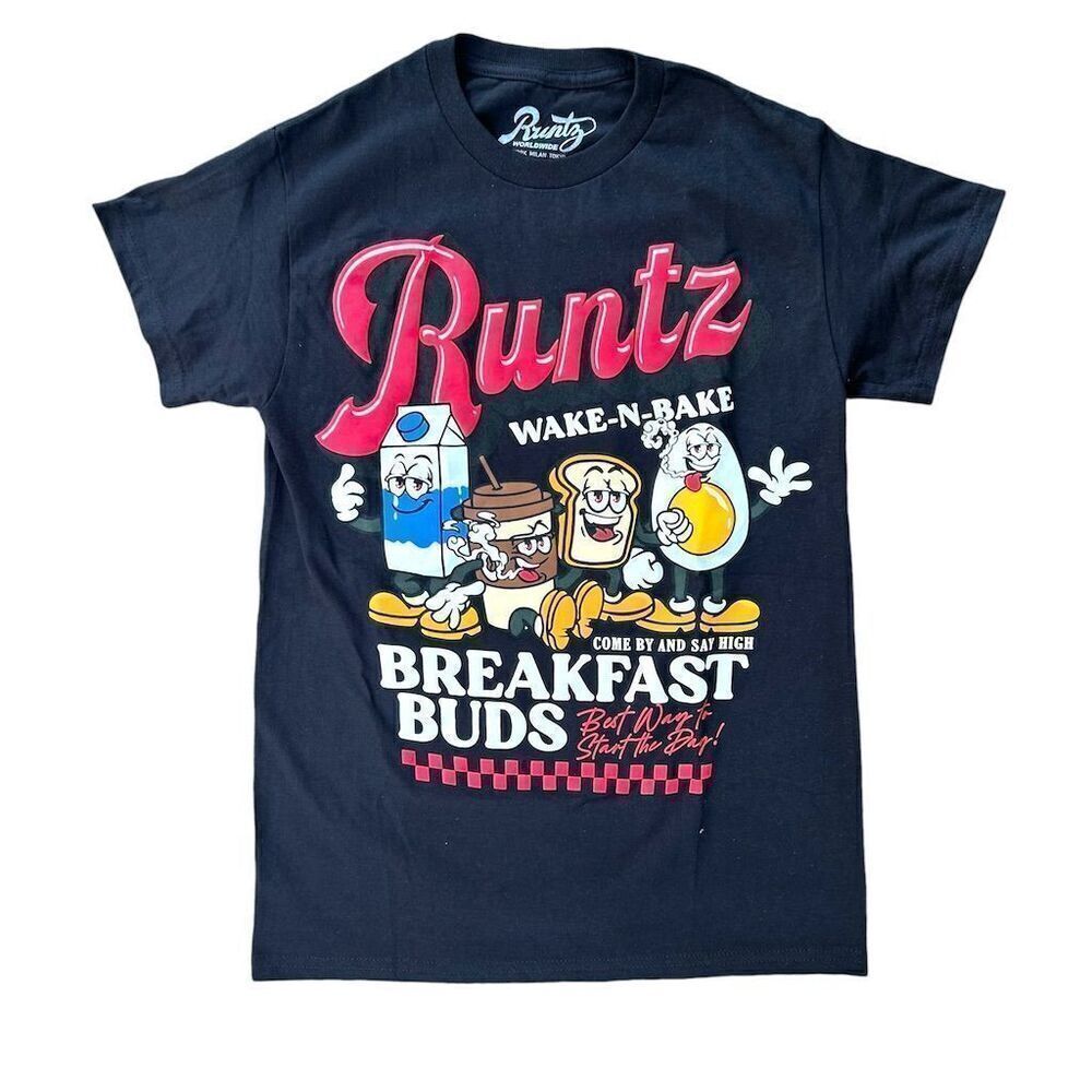 Runtz Men's Graphic Print Breakfast‎ Buds Tee Black Size S